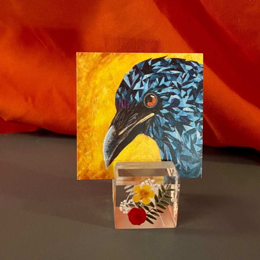 Floral cube photo holder